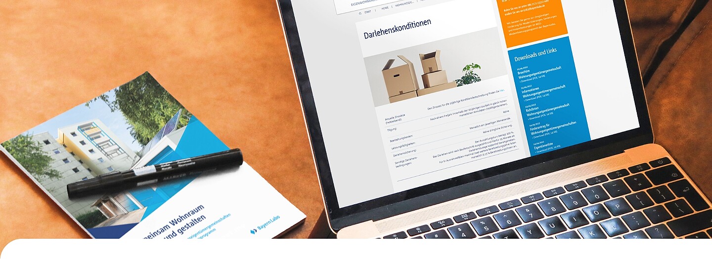 Downloadcenter zu Mietwohnraumförderungen | BayernLabo Laptop: Downloadcenter zu Mietwohnraumförderungen der BayernLabo
